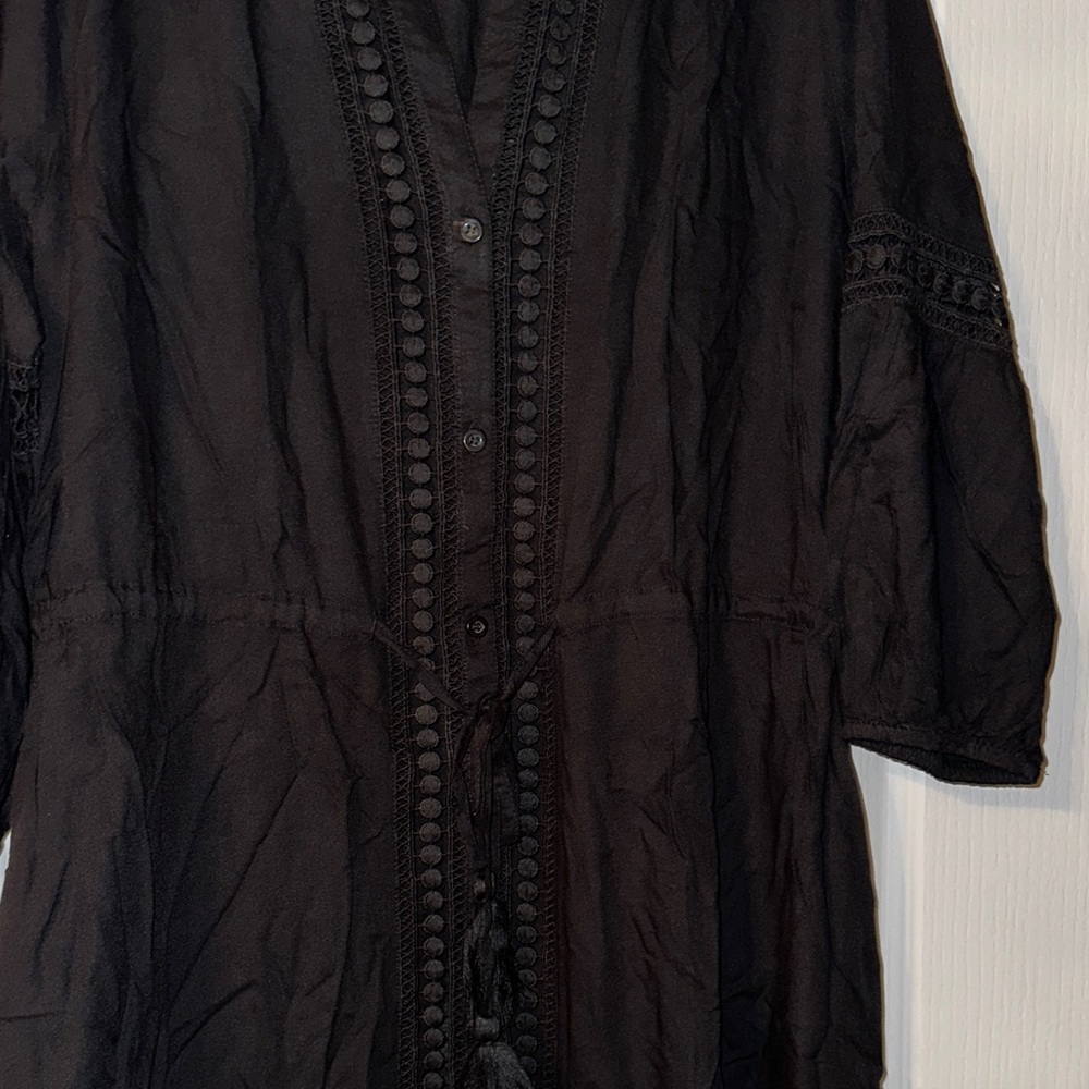 Tommy Bahama Black Long Sleeve Maxi Dress Cover-Up - Picture 3 of 3